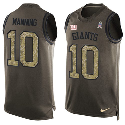 Nike Giants #10 Eli Manning Green Men's Stitched NFL Limited Salute To Service Tank Top Jersey - Click Image to Close